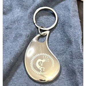 Kokopelli Keychain Southwestern Style Silver Tone Key Ring Fob - Picture 1 of 2