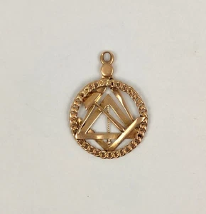 wohl Art Deco Antik Masonic Freimaurer Ketten-Anhänger 14ct. echt Gold geprüft - Bild 1 von 9