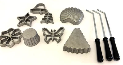 Vintage V.I.'s Munising Rosette Timbale Iron Set Molds Cookie Pastry 11 Pieces - Image 1 of 2