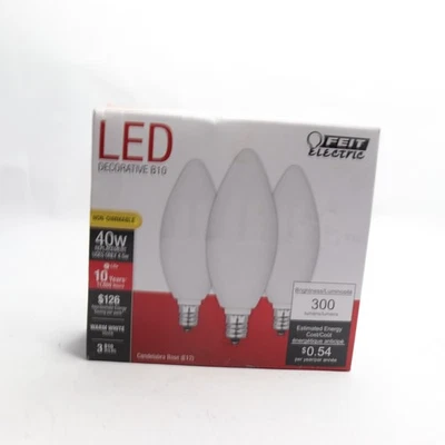 (3-Pk) Feit Electric LED Bulb Non Dimmable 3000K Warm White 300Lm 40W 120VAC  - Image 1 of 4