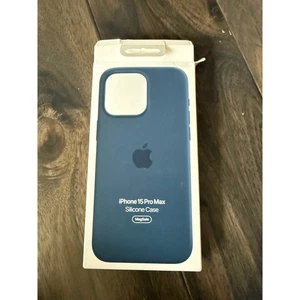 NIB iPhone 15 Pro Max Case Apple Silicone Case with MagSafe - Storm Blue - Picture 1 of 4