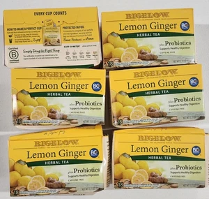 Bigelow Limón Jengibre, 18 Unidades, Paquete de 6 Cajas, 108 Té (27/08) Cajas Dañadas - Imagen 1 de 3