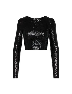 Commando Black SMALL Women's Long Sleeve Cropped Crew Neck Top NWT 433 - Picture 1 of 4