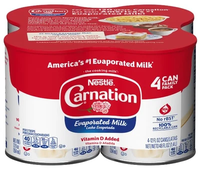 Evaporated Milk, 12 Fl Oz, Pack of 4 Cans