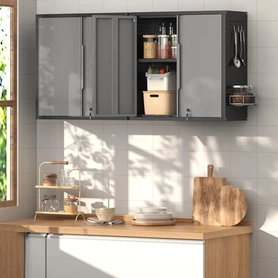 KOOYON Wall Mounted Workshop/Garage Cabinet Metal Wall Tool Storage Cabinet with Lock