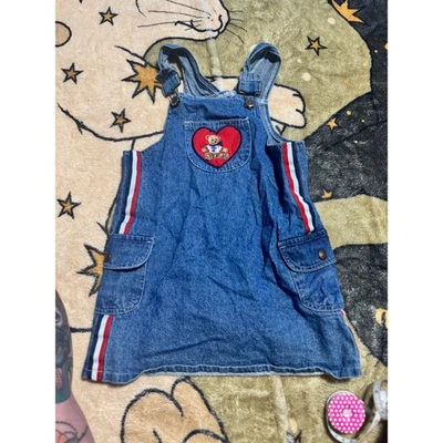 Vestido Sonoma Denim Jersey Niños Pequeño Azul Rojo Blanco Oso de Peluche Corazón Foto 1 de 3