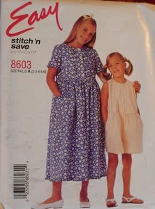 8603 Vintage McCalls Schnittmuster Mädchen Sommerkleid Strampler UNCUT OOP Easy FF - Bild 1 von 1