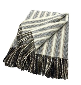 Wolldecke mit Fransen Decke Plaid Wollplaid Tagesdecke 100% Wolle 130x200cm - Bild 1 von 4