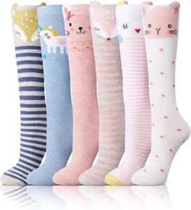6 Pairs Kids Girls Knee High Socks Long Boot Socks Kids Funny Animal Pattern ... - Picture 1 of 4
