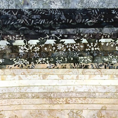 Lunn Fabric Batiks Stash Builder 20 Fat Quarters 100% Cotton FQ Black Beige #906 - Image 1 of 3