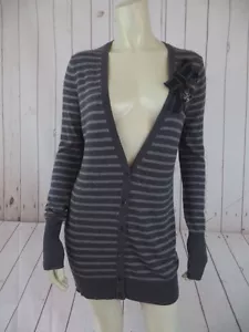 Ann Taylor Loft Sweater S Gray Heather Rayon Fine Wool Blend Sequin Button Front - Picture 1 of 11