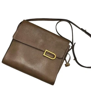 Delvaux shoulder bag D hardware leather khaki size H20*W21.5*D3.5cm 2406M* - Picture 1 of 10