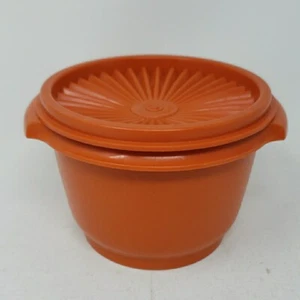 Vintage Tupperware dunkelorange Servierschüssel 886 mit einem Pressdeckel 812 MÄNGEL - Bild 1 von 11