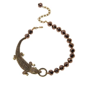 Heidi Daus Statement CROCODILE Alligator Crystal Beaded Necklace CROC - Picture 1 of 11