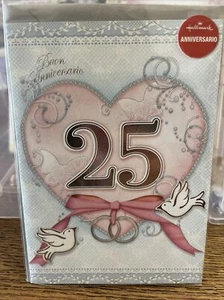 Biglietto augurale nozze d’ argento anniversario 25 matrimonio auguri regalo - Picture 1 of 4