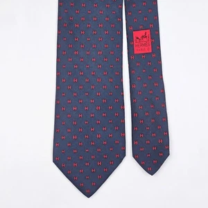 HERMES TIE 605864 IA Red Maillon Figura H en Corbata de Seda Azul Oscuro - Imagen 1 de 6