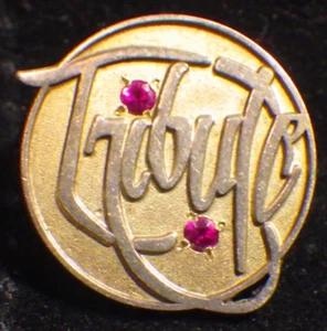 RARE sterling silver Tribute 2 ruby rubies service coat cuff pin tack 5/8" - Picture 1 of 2