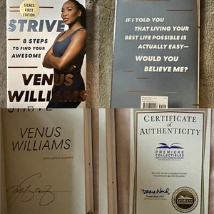 VENUS WILLIAMS STRIVE SIGNED BOOK 8 STEPS FIRST EDITION AUTOGRAPH COA TENNIS - Foto 1 di 13