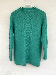 ☘️ Blue Illusion Wool & Cashmere Cable Knit High Neck Jumper Sweater Size M - Bild 1 von 6