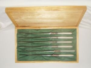 Antique MOP Handle Sterling Silver Band 8 1/2" Dinner Knives Meriden Cutlery Co.