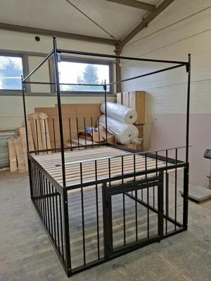 Metall Gefängnis Himmelbett 160x200 mit Käfig 80 cm H,+Lattenrost, Loft! - Bild 1 von 4