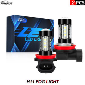 For Nissan March- 2012-2019 H11 Fog Light Projector Lens WHITE LED Bulbs combo