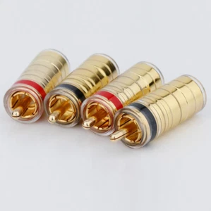4PCS 24K Gold Plated Connector Brass RCA Plugs HiFi 7MM Signal Cable Adapter DIY - Picture 1 of 7