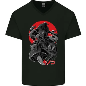 Magia Setas Hierba Japonés Alien Hombre Cuello En V Camiseta Algodón - Imagen 1 de 43