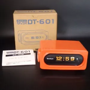 SANKYO Flip Flap Clock DT-601 Orange Vintage Mint New MADE IN JAPAN - Picture 1 of 4