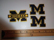 ( 3 RARE NCAA FOOTBALL MICHIGAN WOLVERINES HOCKEY UNIVERSITY PATCH CREST BADGE )