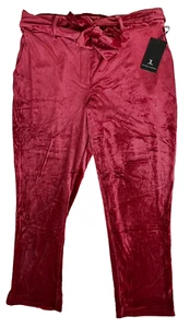 Jules & Leopold Junior's Slim Leg Ankle Length Velour Pants w/ Belt Size XL Red - Picture 1 of 10