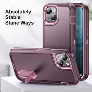 Stand Phone Case For iPhone 14 13 12 15 Pro Max Plus Shockproof Hard Phone Cover - Picture 1 of 22