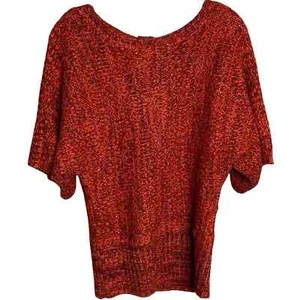 Roz & Ali Damen Pullover Strick Kimono Ärmel Rot Glitzer U-Boot Ausschnitt Reißverschluss Stretch M - Bild 1 von 5