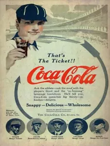 COCA COLA SODA POP BASEBALL GAME 16" HEAVY DUTY USA METAL COKE ADVERTISING SIGN - Picture 1 of 1
