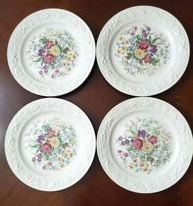 Homer Laughlin ~ EGGSHELL THEME TH11 Embossed Rim Dinner Plates SET/4 1940s 10" - Picture 1 of 6