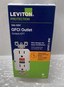 Leviton GFCI Outlet 15A-125V GFNT1-RW White - Picture 1 of 3