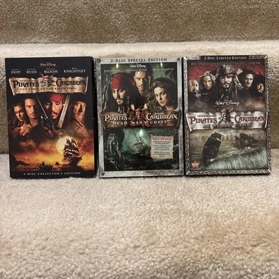 PIRATES OF THE CARIBBEAN Special Editions Lot of 3 DVDs 1 Owner EUC Johnny Depp — 第 1/4 张图片