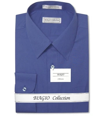 Biagio Mens 100% COTTON Solid ROYAL BLUE Color Dress Shirt sz 16 32/33 - Image 1 of 4