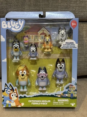 Bluey Extended Heeler Family Pack 8 bonecos novo na caixa Chattermax Uncle Stripe Rad - Imagem 1 de 2