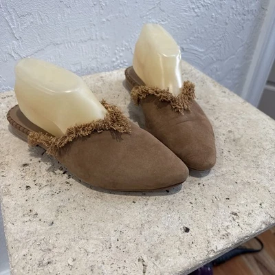 Free People Newport Mules marrom camurça franja pontiaguda Eu 39 - EUA 8.5 slip on boho - Imagem 1 de 4