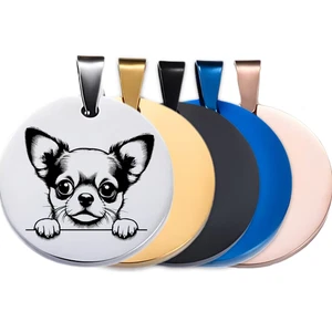 Chihuahua Dog ID Tag – Custom Engraved Pet Tag, Gold/Silver, 25/35mm - Picture 1 of 7