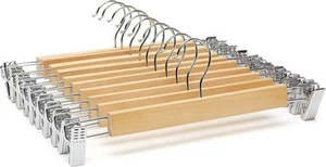 10er Set Hosen Kleiderbügel Röcke Natur aus Holz Hosenspanner Klemmbügel Klammer - Bild 1 von 5