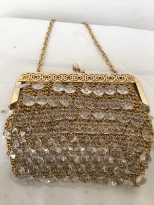 VTG 60's Beaded/Gold Metallic Clatch Made in Italy Purse Satin Lined - Image 1 of 4