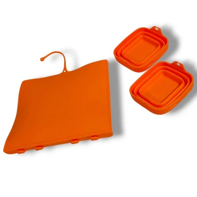 COOKS ESSENTIALS 2er-Set Schüsseln &Schneidebrett faltbar rollbar Silikon Orange - Bild 1 von 3