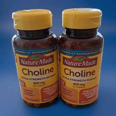 Colina Nature Made 800mg pacote com 2, 60 quilates cada, suporte à saúde do cérebro e fígado - Imagem 1 de 2