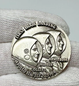 1969 APOLLO 11 GEDENKMEDAILLE STERLINGSILBER VON HAYWARD I981 - Bild 1 von 10