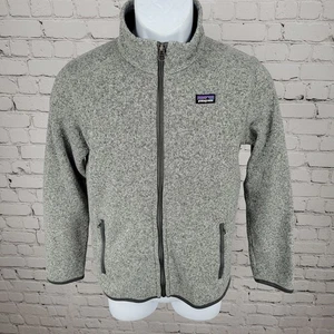 Patagonia Heathered Grey Full Zip Lightweight Knit Jacket Boys Size XL 14 - Picture 1 of 17