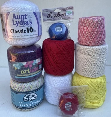 Mixed Lot Of Assorted Used & New Needlework Crochet Thread DMC Aunt Lydia Clarks - Image 1 of 4
