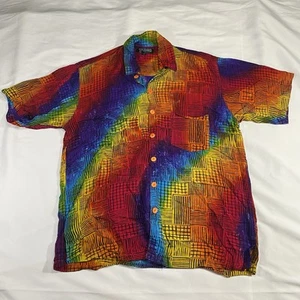 Camicia manica corta uomo Rainbow Hawaiian con bottoni Tropical Tantrum taglia media - Foto 1 di 7