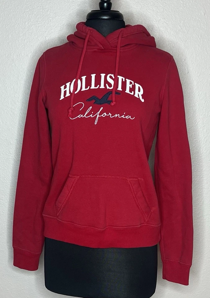 Hollister California Hoodie Women’s Size XS Red Y2K Seagull Sweatshirt - Image 1 of 4